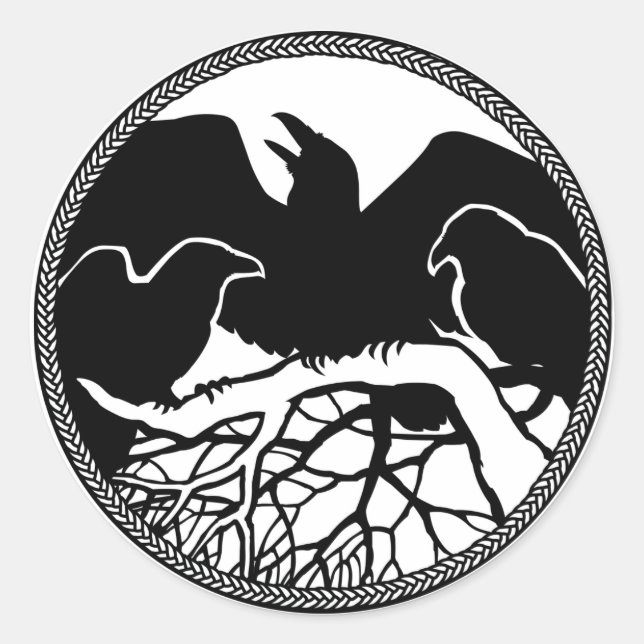 Adesivo Redondo Raven Stickers Raven Oferta Raven Crow Art Sticker (Frente)