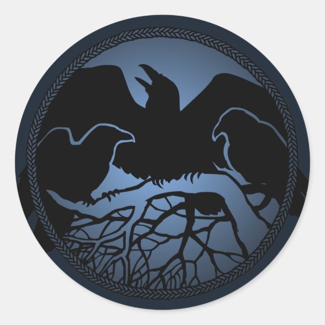 Adesivo Redondo Raven Stickers Raven Oferta Raven Crow Art Sticker (Frente)