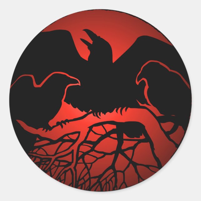 Adesivo Redondo Raven Stickers Raven Oferta Raven Crow Art Sticker (Frente)