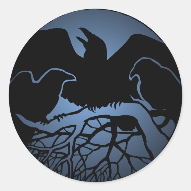 Adesivo Redondo Raven Stickers Raven Oferta Raven Crow Art Sticker (Frente)