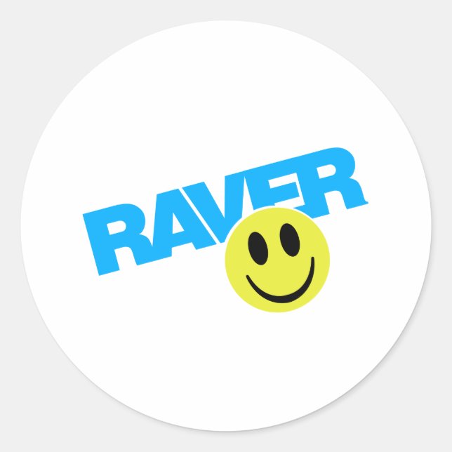 Adesivo Redondo Raver - Raver Music DJ Clubbing Rave (Frente)
