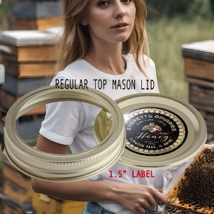 Adesivo Redondo Raw Honey Dourada Grunge Honeycomb Border with Bee