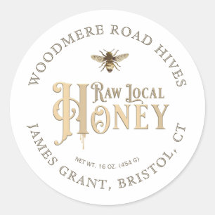 Adesivo Redondo Raw Local Honey Custom Label (Etiqueta personaliza