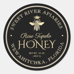 Adesivo Redondo Raw Tupelo Honey Black Dourado Queen Bee