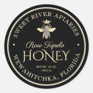 Adesivo Redondo Raw Tupelo Honey Black Dourado Queen Bee