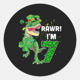 Adesivo Redondo Rawr eu tenho 7 anos de idade 2015 T Rex Dinossaur