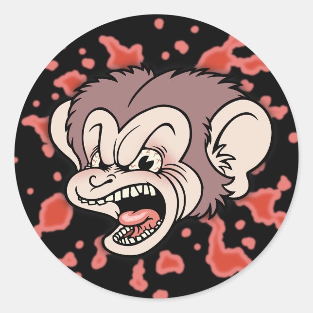 Adesivo Redondo Raz Putin, O Macaco Louco (Frente)
