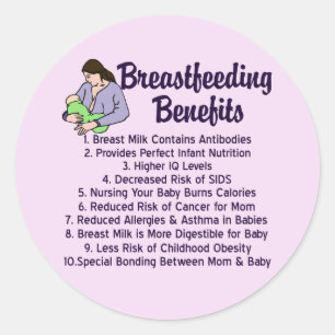 Adesivo Redondo Razões amamentando da parte superior 10 dos