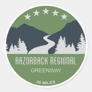 Adesivo Redondo Razorback Regional Greenway