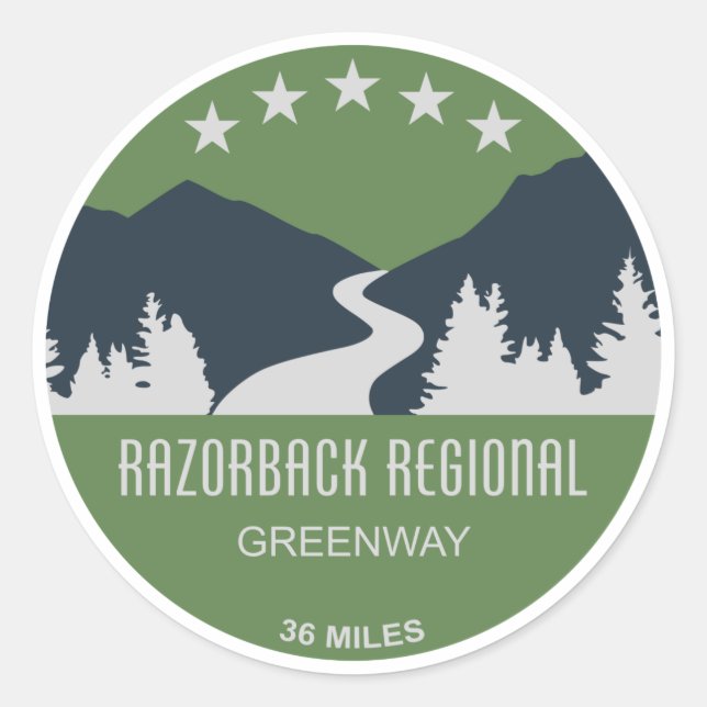 Adesivo Redondo Razorback Regional Greenway (Frente)