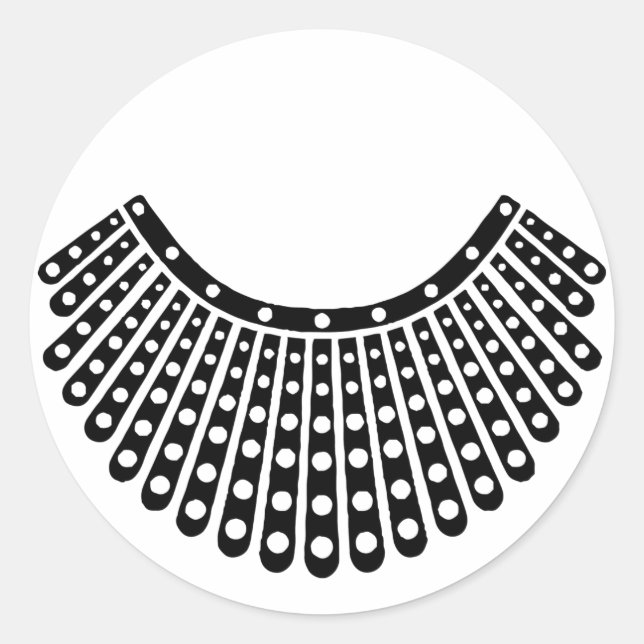 Adesivo Redondo RBG Ruth Bader Ginsburg - Colarinho dissidente (Frente)