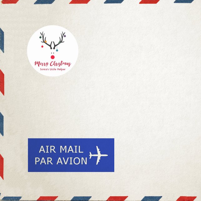 Adesivo Redondo Ré-de-ajuda Santas, engraçada moderna, em branco (Criador carregado)