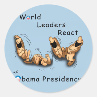 Adesivo Redondo Reação dos líderes mundiais (Obama)