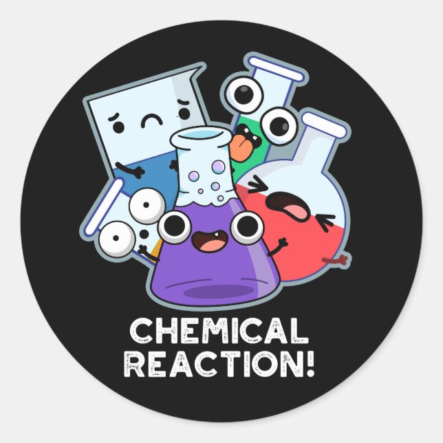 Adesivo Redondo Reação Química Química Engraçada Arma Escura BG (Frente)