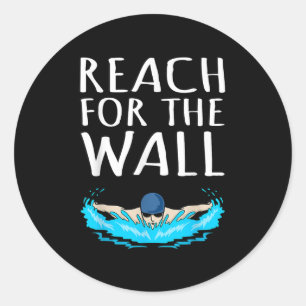 Adesivo Redondo Reach For Wall Divertido Nadador Nadador Treinador