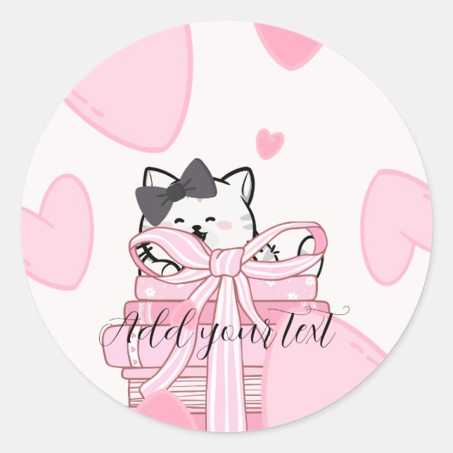 Adesivo Redondo Read • Love • Stick – Cat & Book Sticker (Frente)