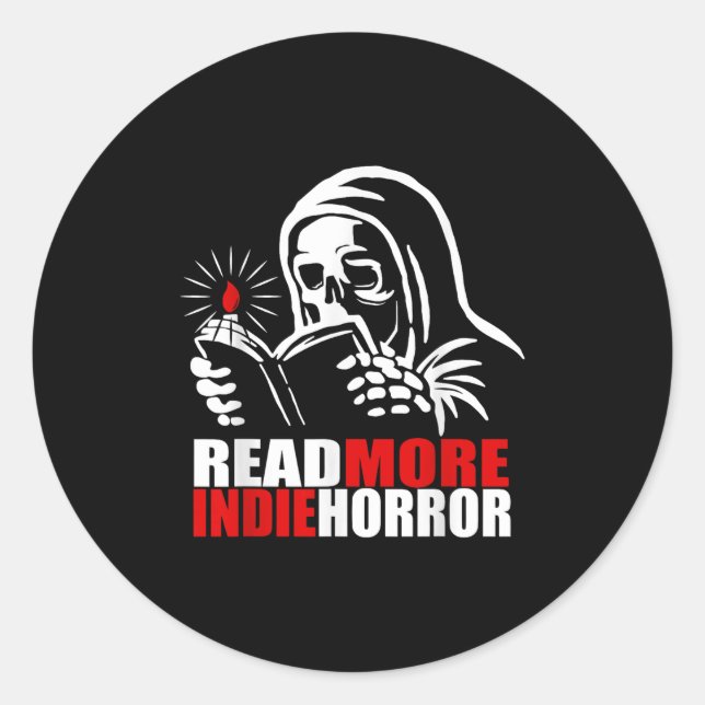 Adesivo Redondo Read More Indie Horror Apparel  (Frente)