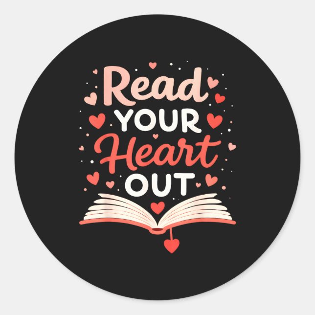 Adesivo Redondo Read Your Heart Out Funny Valentine Teacher Bookwo (Frente)