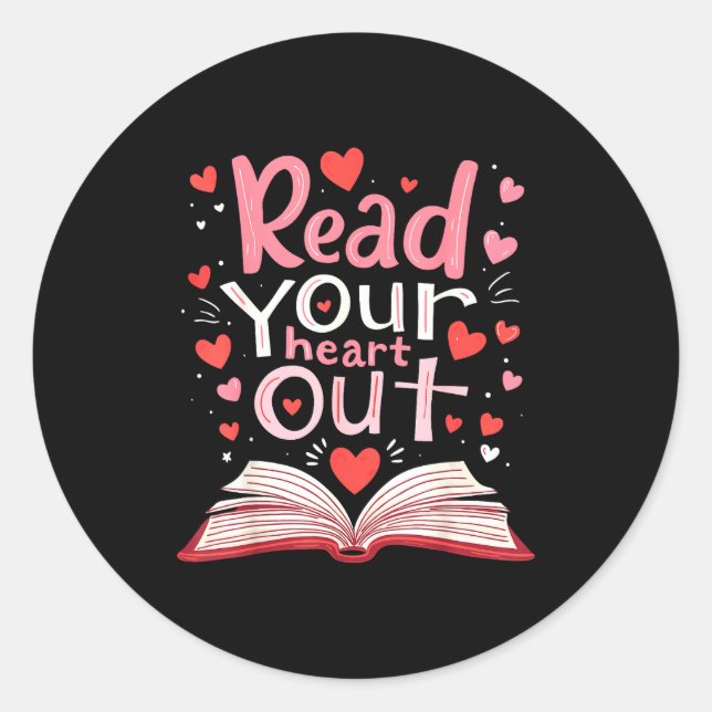 Adesivo Redondo Read Your Heart Out Teacher Valentines Day Reading (Frente)
