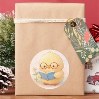 Adesivo Redondo Reading Alma Chick Cute Sticker