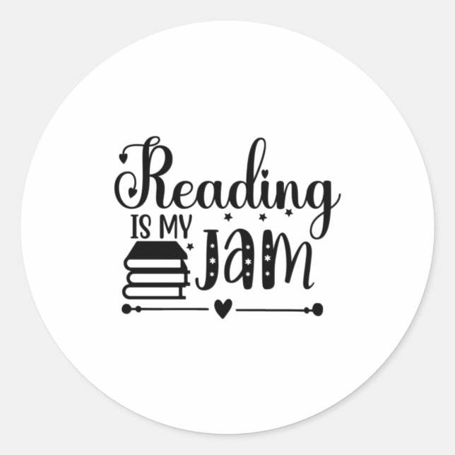 Adesivo Redondo Reading Art Reading Is My Jam (Frente)