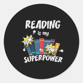 Adesivo Redondo Reading Is My Superpower Book Bookworm