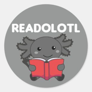 Adesivo Redondo Readolotl Um Axolotl Que Lê Muitos Livros Clássico