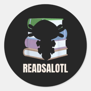 Adesivo Redondo Readsalotl amante da leitura engraçado axolote bib