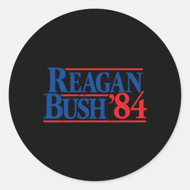 Adesivo Redondo Reagan Bush republicano de 84 (Frente)