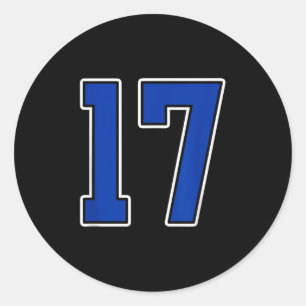 Adesivo Redondo Real Blue White Number 17 Jersey Player Uniform #