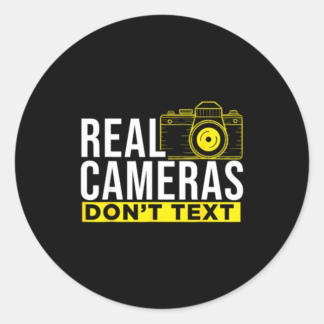 Adesivo Redondo Real Cameras Don't Text Cool Photography  (Frente)