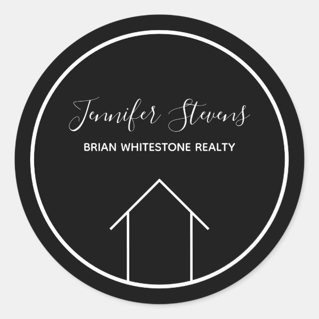 Adesivo Redondo Real Estate Modern Black White House (Frente)