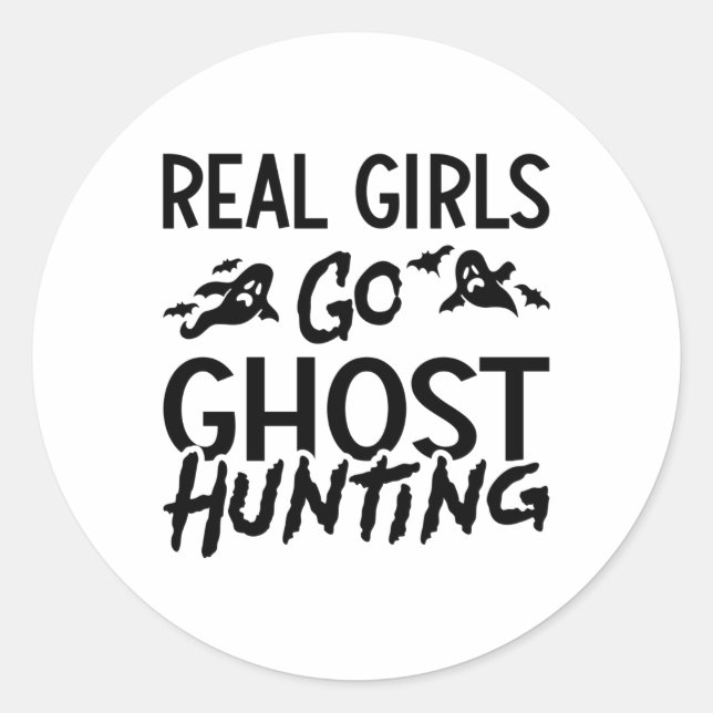 Adesivo Redondo Real Girls Go Ghost Hunting Ghost Hunter Spooky (Frente)
