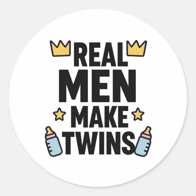 Adesivo Redondo Real Men Make Twins (Frente)