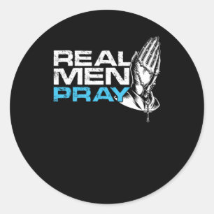 Adesivo Redondo Real Men Pray Prayer Religion Faith Church God Gif