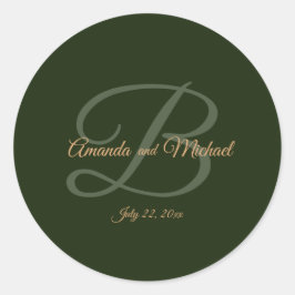 Adesivo Redondo Real Verde Escuro Deixa Casamento Dourado