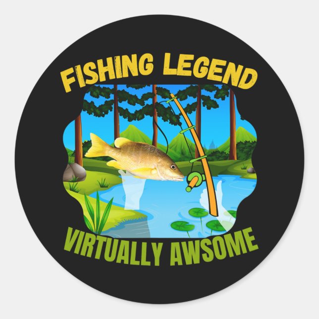 Adesivo Redondo Realidade Virtual - Pesca Com Legenda De Peixe De  (Frente)
