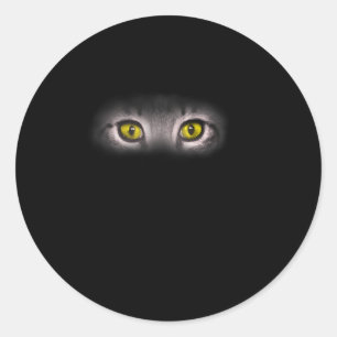 Adesivo Redondo Realista Olhos de Gato Gatinho Arte Gráfica Felina
