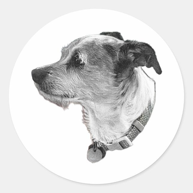 Adesivo Redondo Realistic Terrier Sticker – Side Profile Detail (Frente)