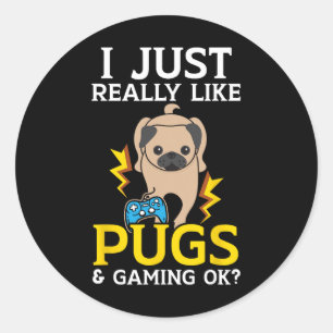 Adesivo Redondo Realmente Como Pugs E Jogos Ok Jogo Vídeo