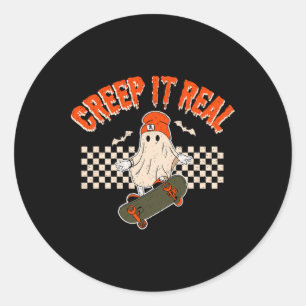 Adesivo Redondo Realmente Skateboard Ghost Bats Retro Halloween 2