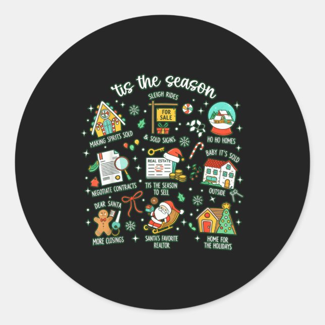 Adesivo Redondo Realtor Christmas Realtor Christmas Real Estate Ch (Frente)