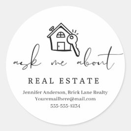 Adesivo Redondo Realtor Pergunte-Me Sobre As Classes De Promociona