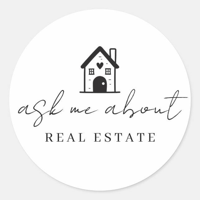 Adesivo Redondo Realtor Pergunte-Me Sobre O Promocional Imobiliári (Frente)