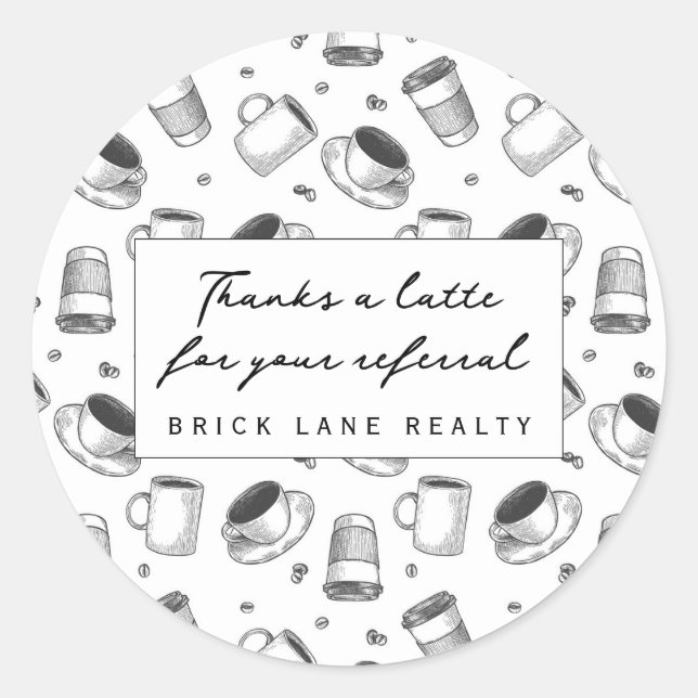 Adesivo Redondo Realty Obrigado um negócio de consulta posterior (Frente)