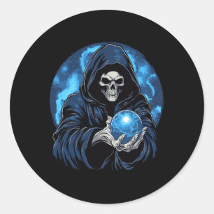 Adesivo Redondo Reapone Death Skeleton Halloween