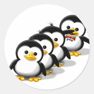 Adesivo Redondo Rebanho dos pinguins