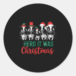Adesivo Redondo Rebanho Era Natal Fofo Festivo Vacas Xmas Feriado