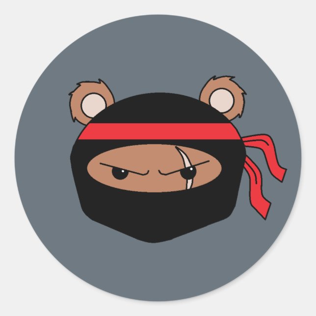 Adesivo Redondo Rebel Bear Ninja (Frente)