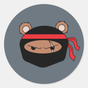 Adesivo Redondo Rebel Bear Ninja